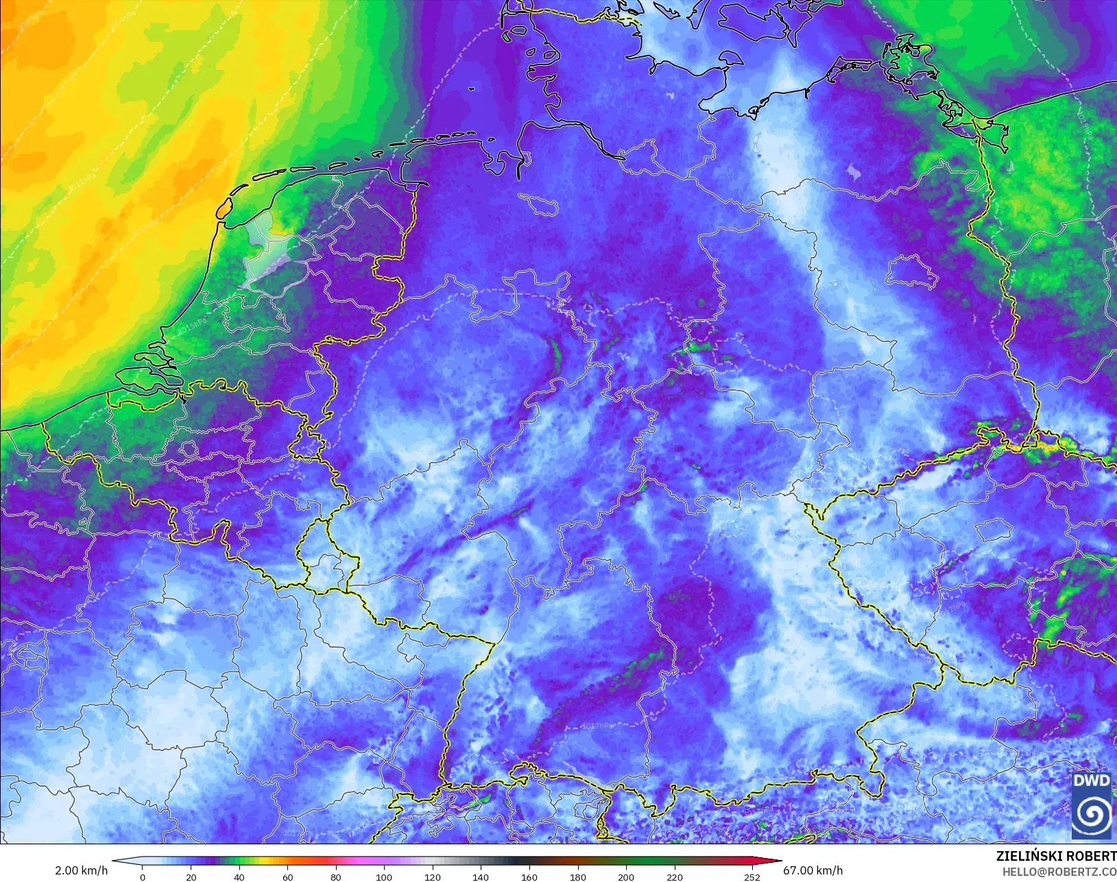 ICON Alemania 2 km model - Jerman, Puncak Hembusan