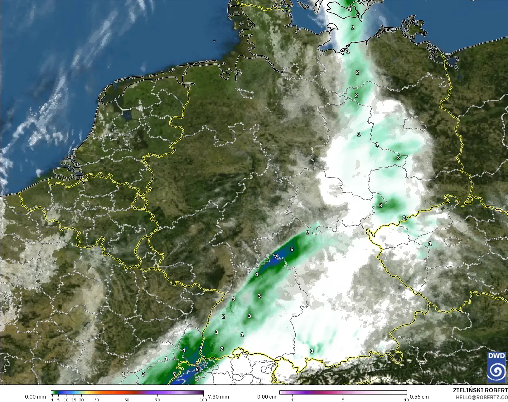 ICON Alemania 2 km model - Jerman, Curah Hujan, Awan, dan Tekanan