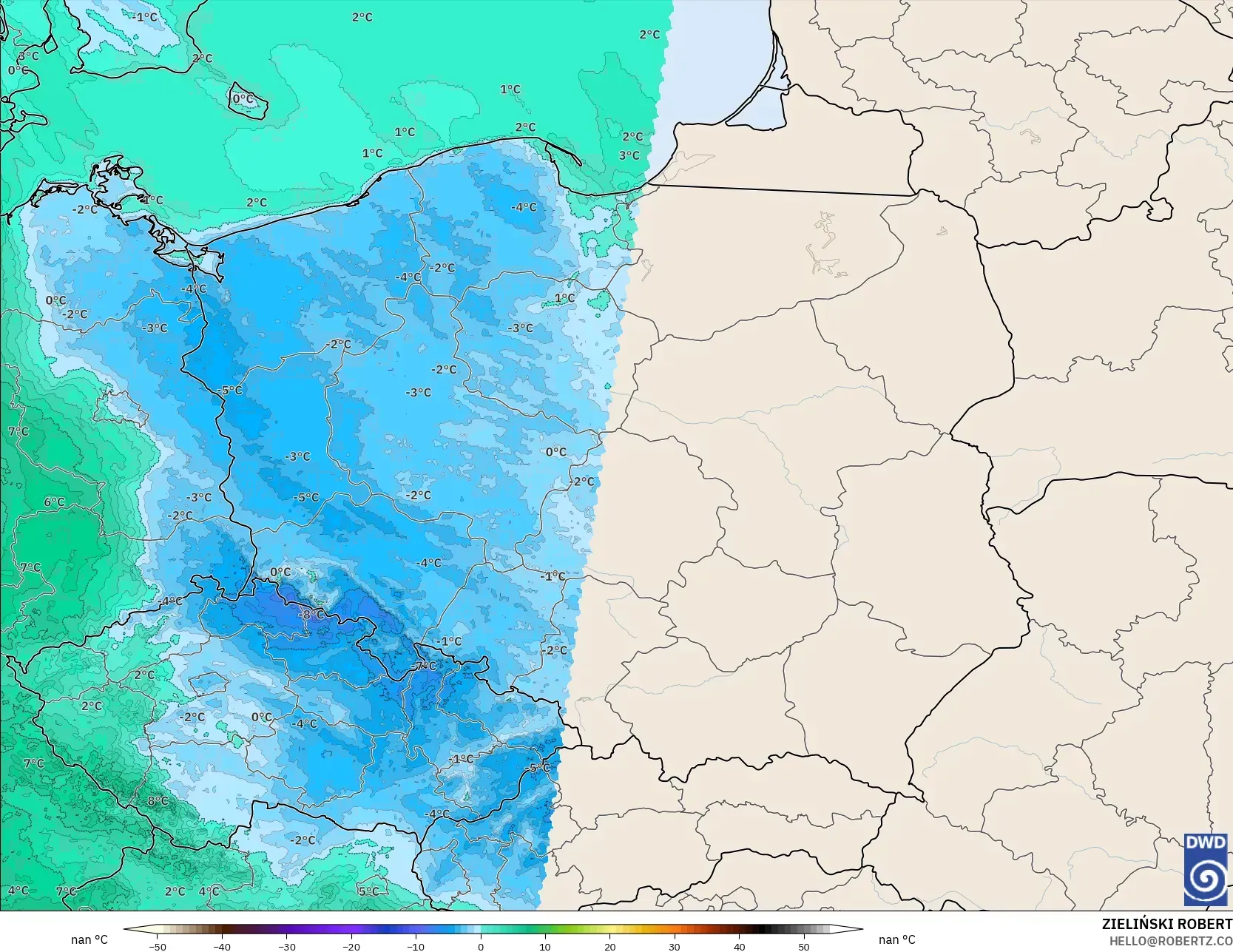 ICON Alemania 2 km model - Polandia, Titik Embun 2 m