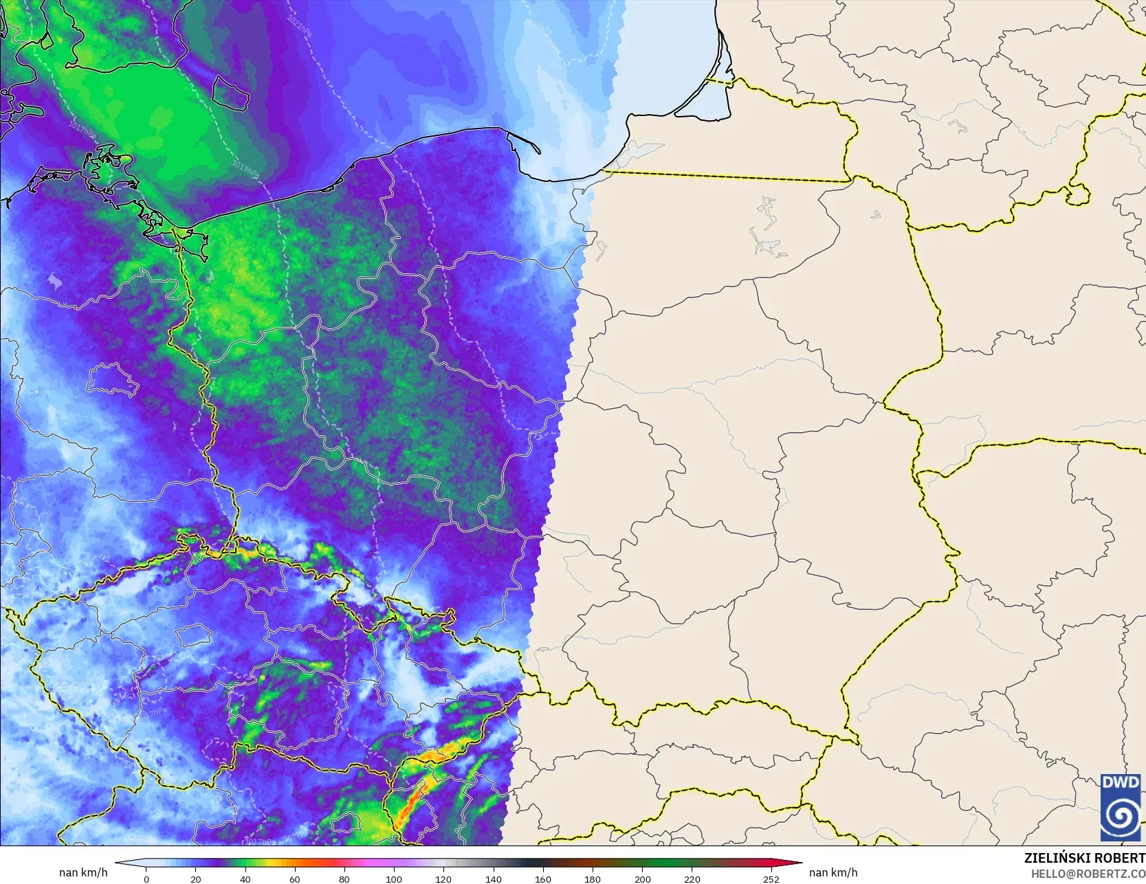 ICON Alemania 2 km model - Polandia, Puncak Hembusan