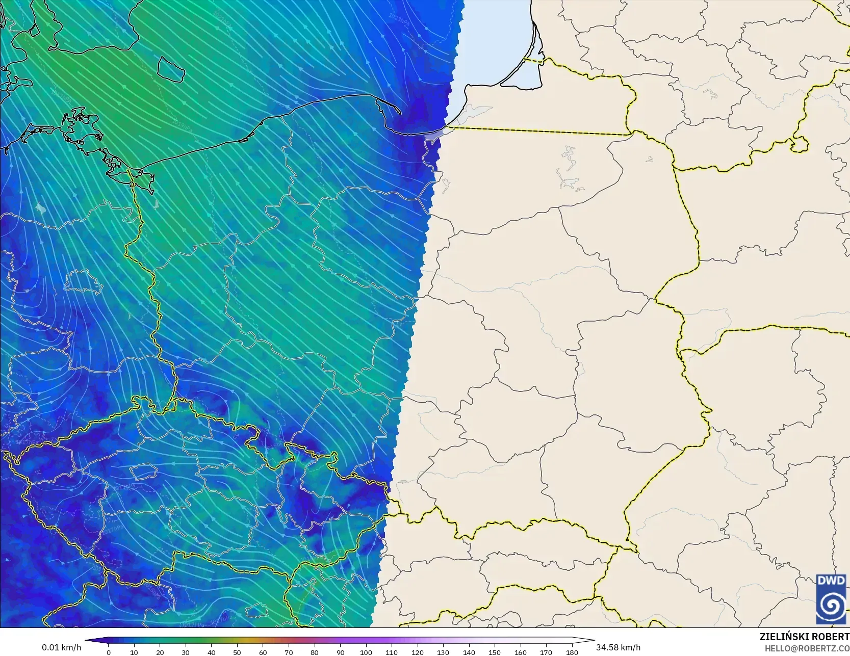 ICON Alemania 2 km model - Polandia, Angin 10 m