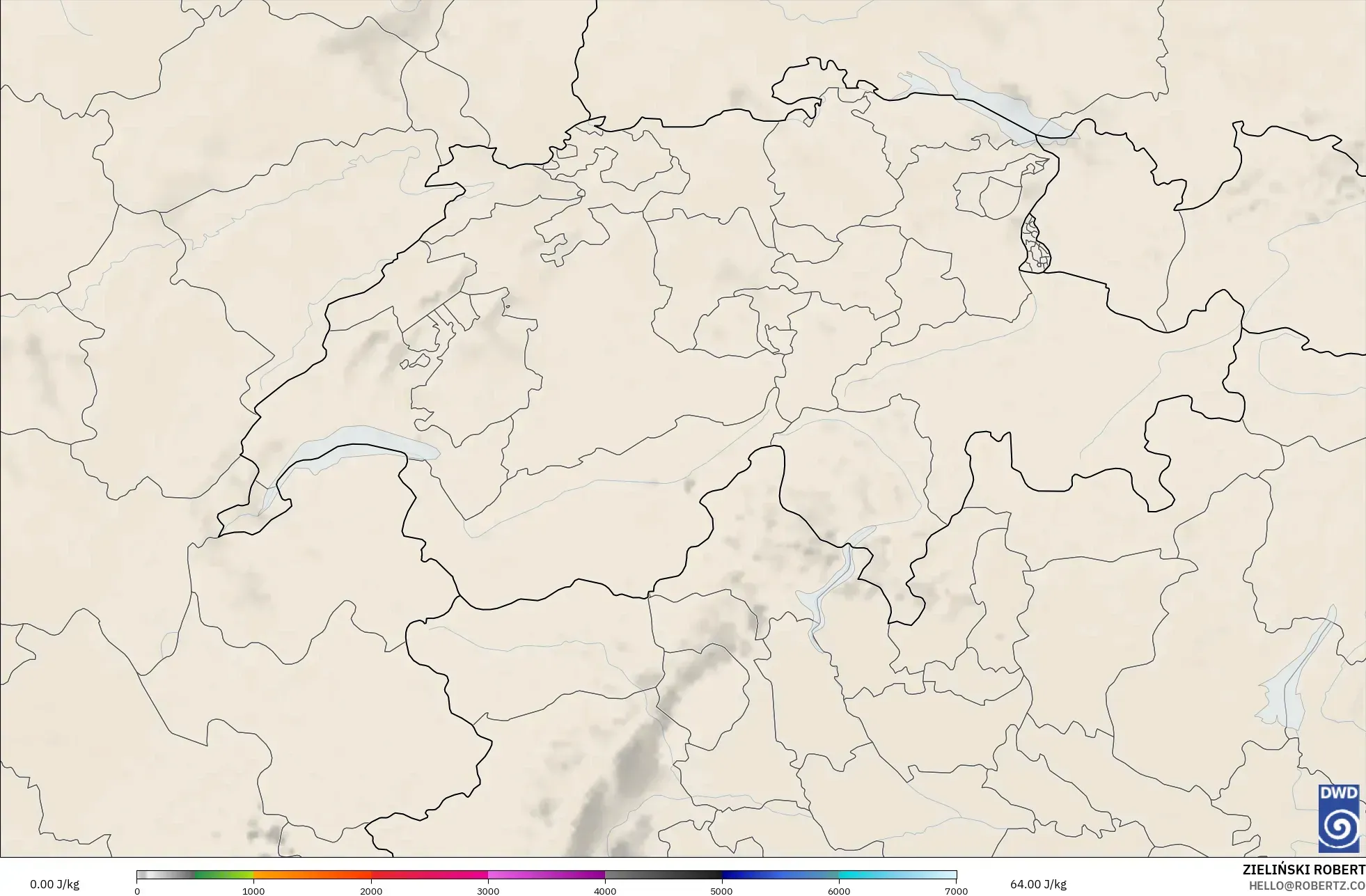 ICON Alemania 2 km model - Swiss, CAPE