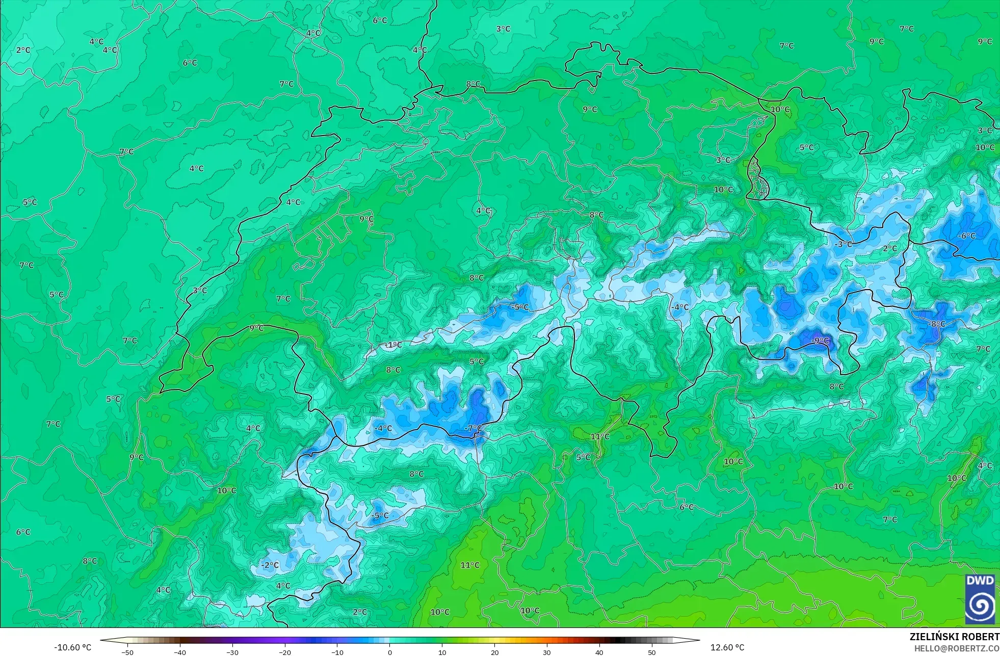 ICON Alemania 2 km model - Swiss, Titik Embun 2 m