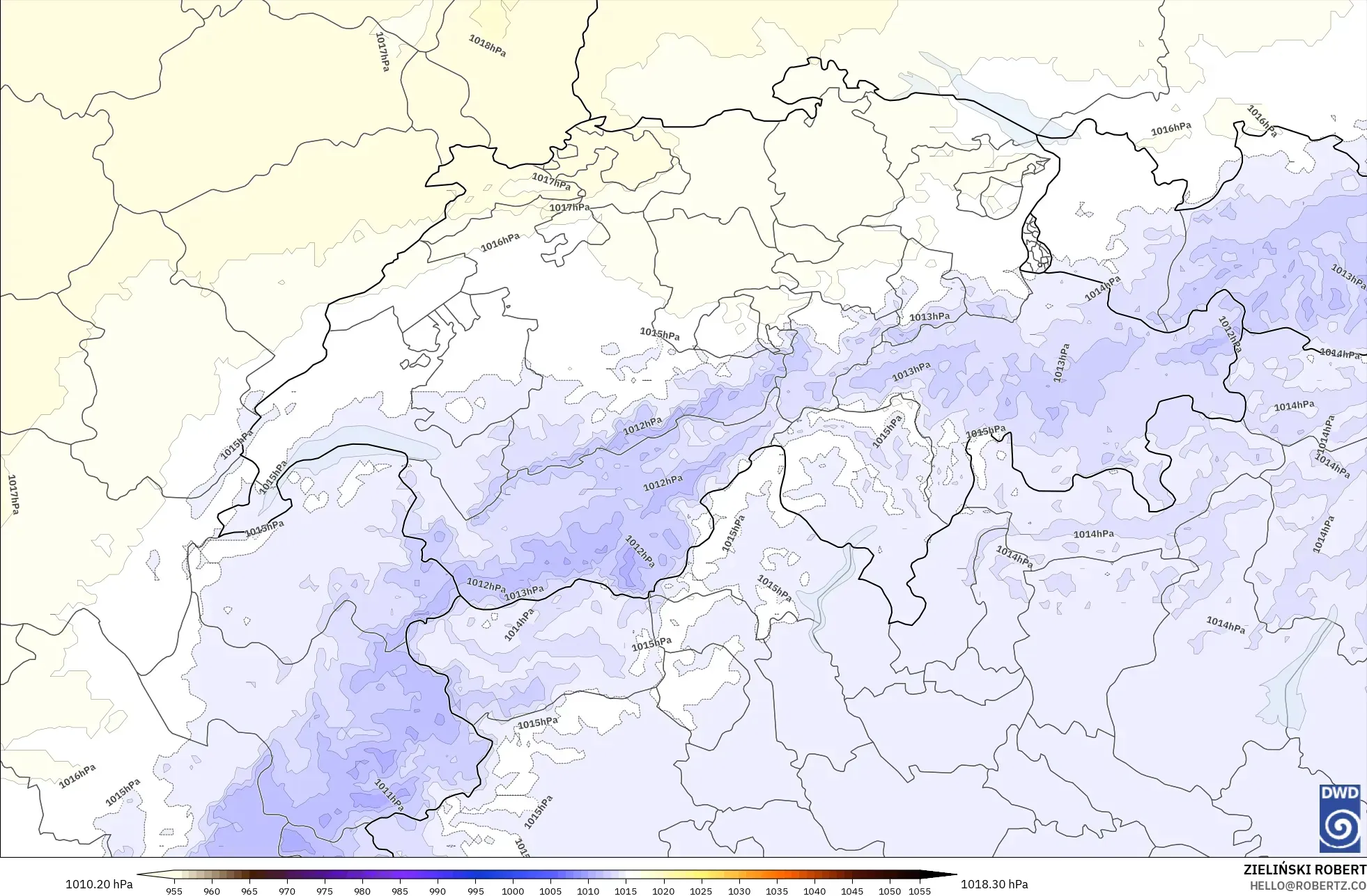 ICON Alemania 2 km model - Swiss, Tekanan