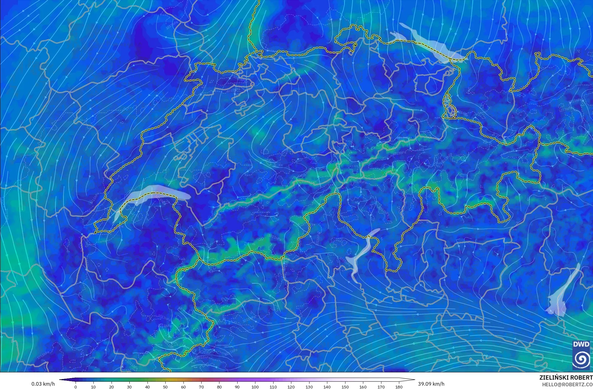 ICON Alemania 2 km model - Swiss, Angin 10 m