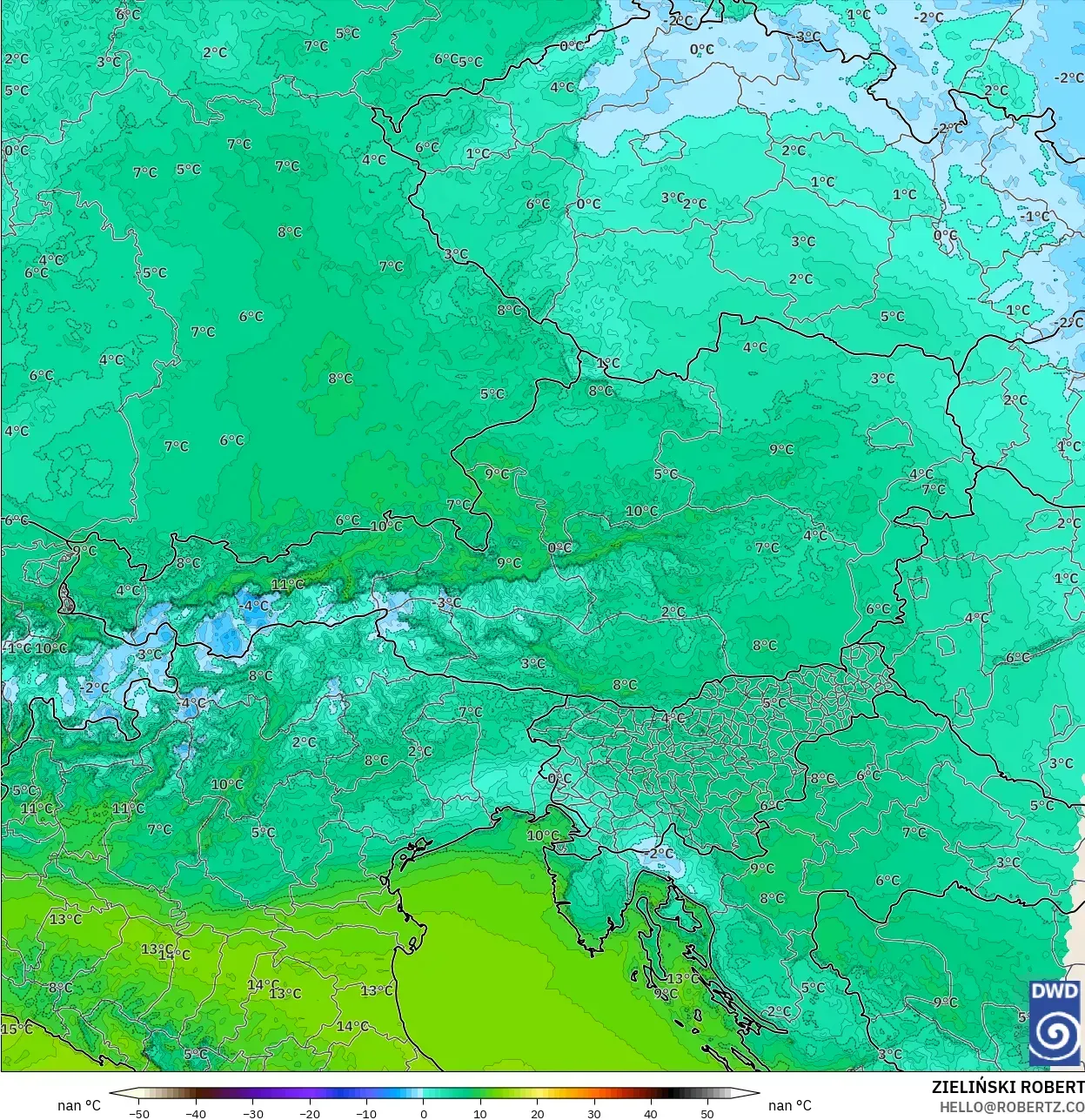 ICON Alemania 2 km model - Austria, Titik Embun 2 m