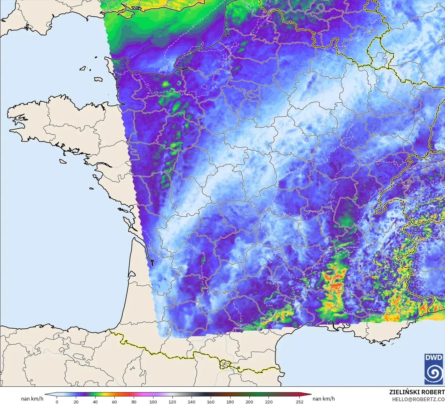 ICON Alemania 2 km model - Prancis, Puncak Hembusan