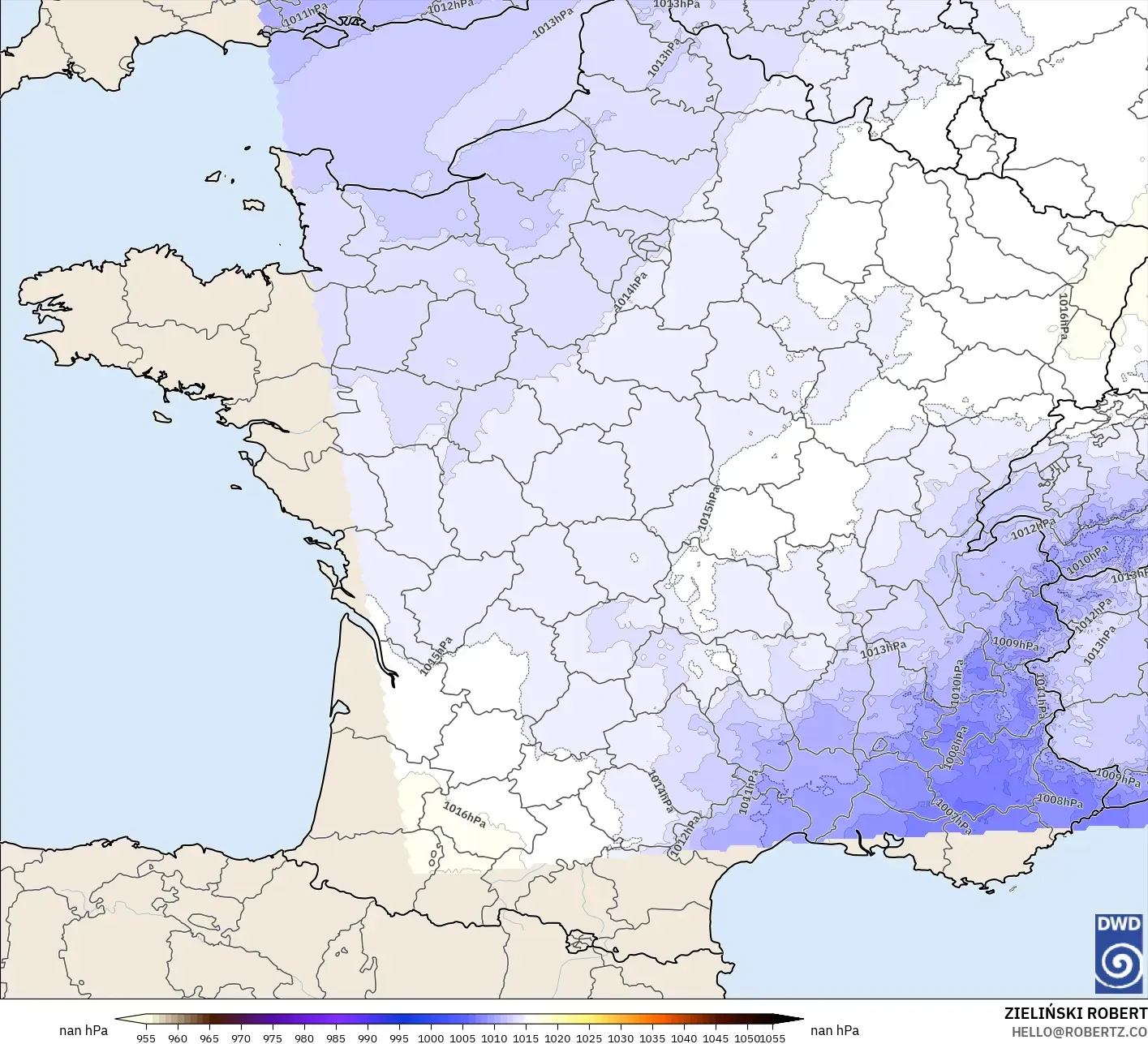 ICON Alemania 2 km model - Prancis, Tekanan