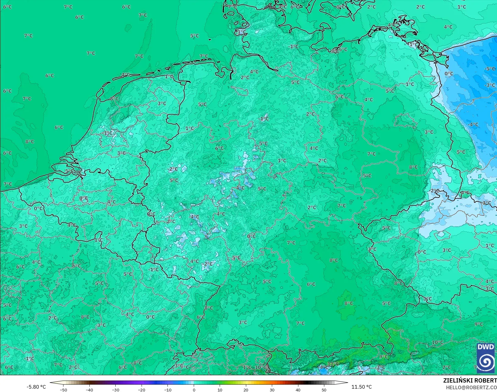 ICON Alemania 2 km model - Jerman, Titik Embun 2 m