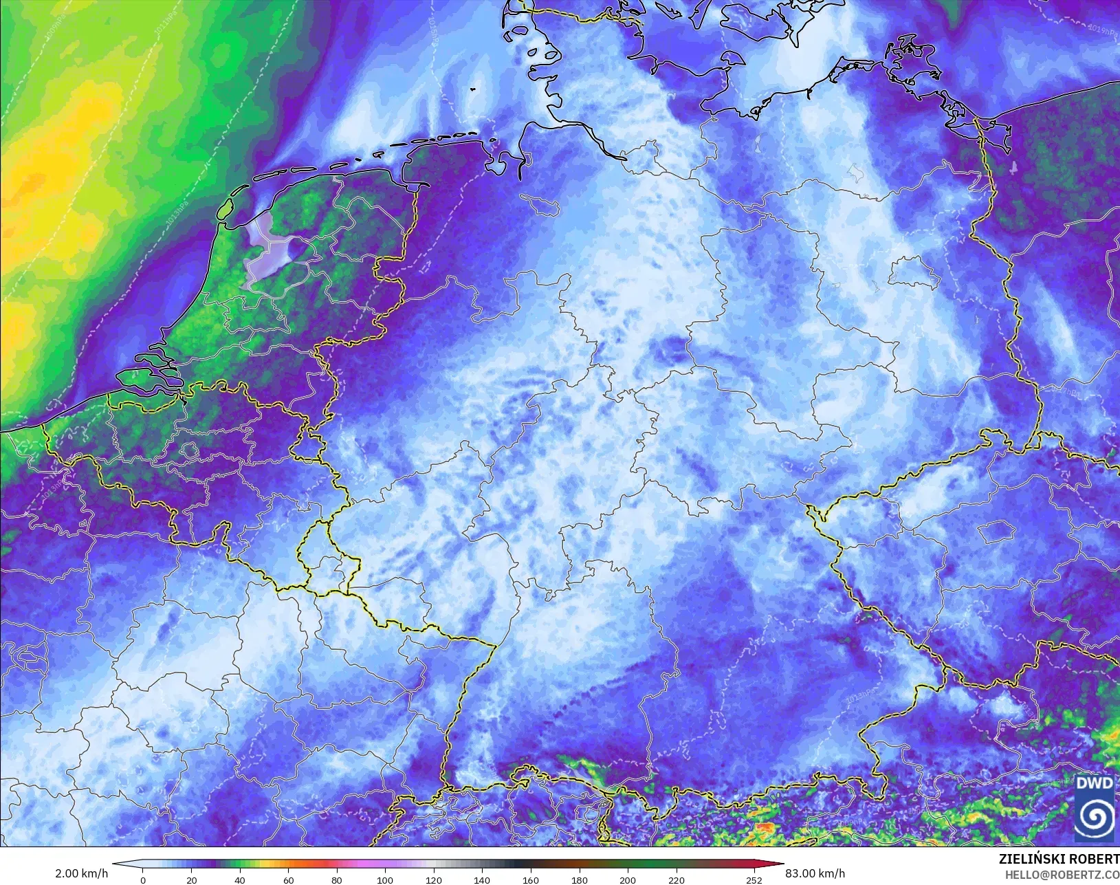 ICON Alemania 2 km model - Jerman, Puncak Hembusan