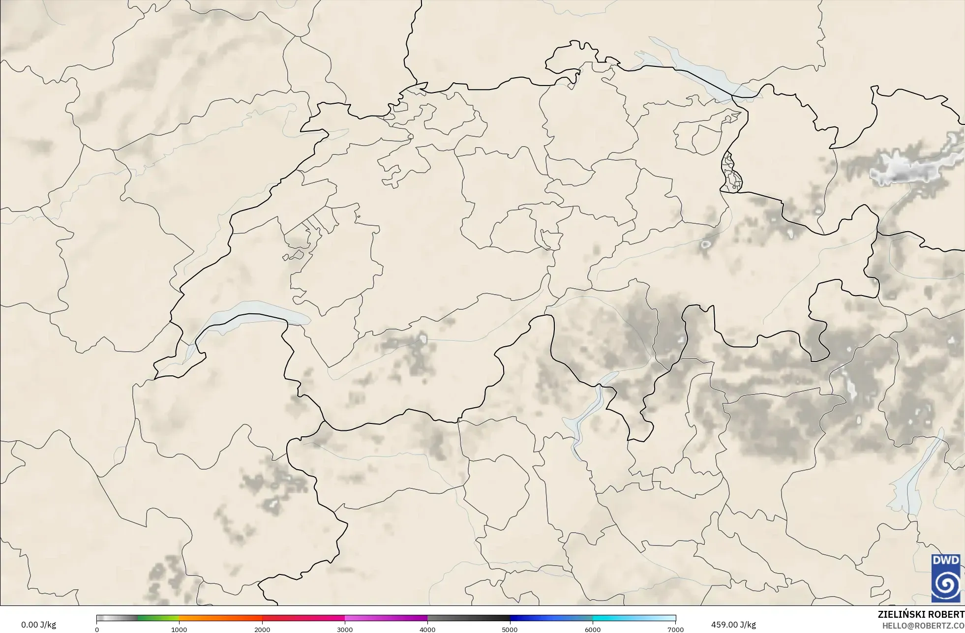 ICON Alemania 2 km model - Swiss, CAPE