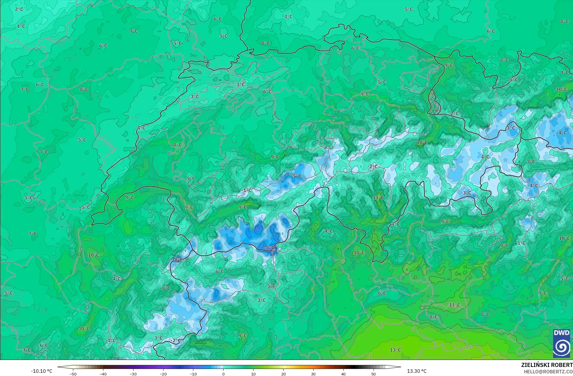 ICON Alemania 2 km model - Swiss, Titik Embun 2 m
