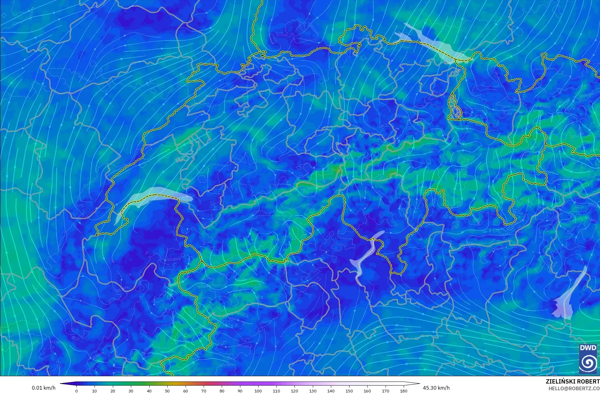 ICON Alemania 2 km model - Swiss, Angin 10 m
