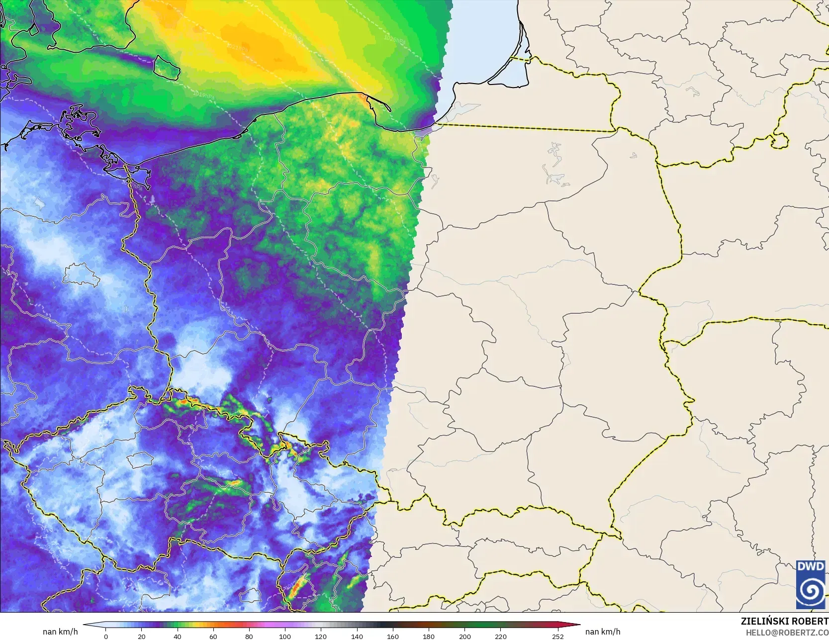 ICON Germany 2 km model - Poland, Wind Gusts