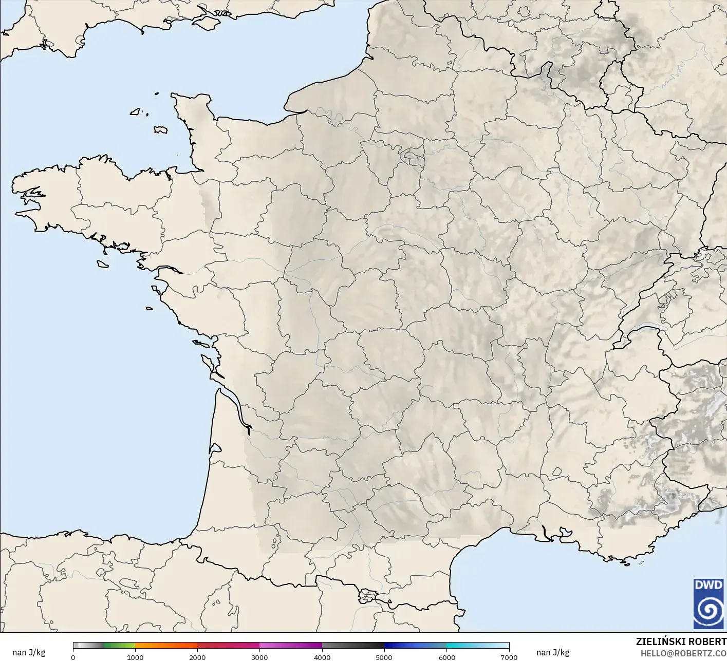 ICON Germany 2 km model - France, CAPE
