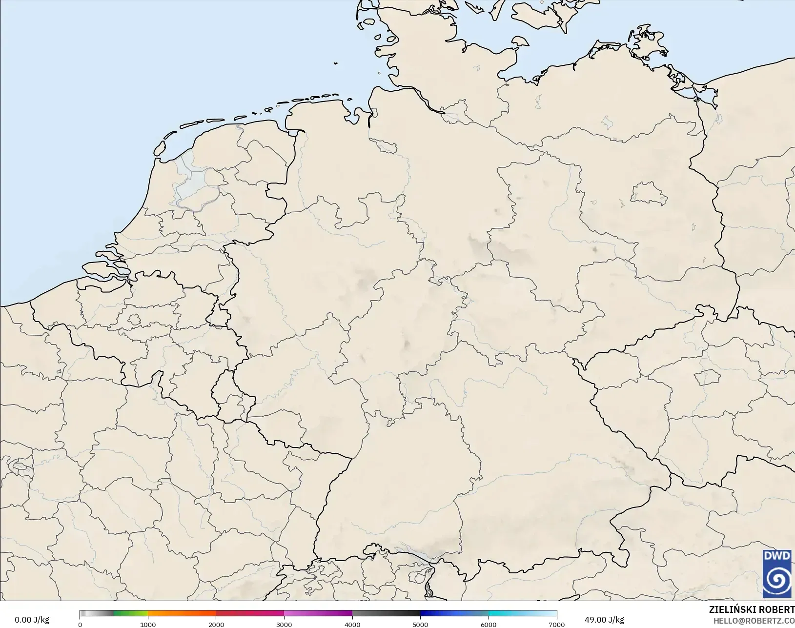 ICON Germany 2 km model - Germany, CAPE