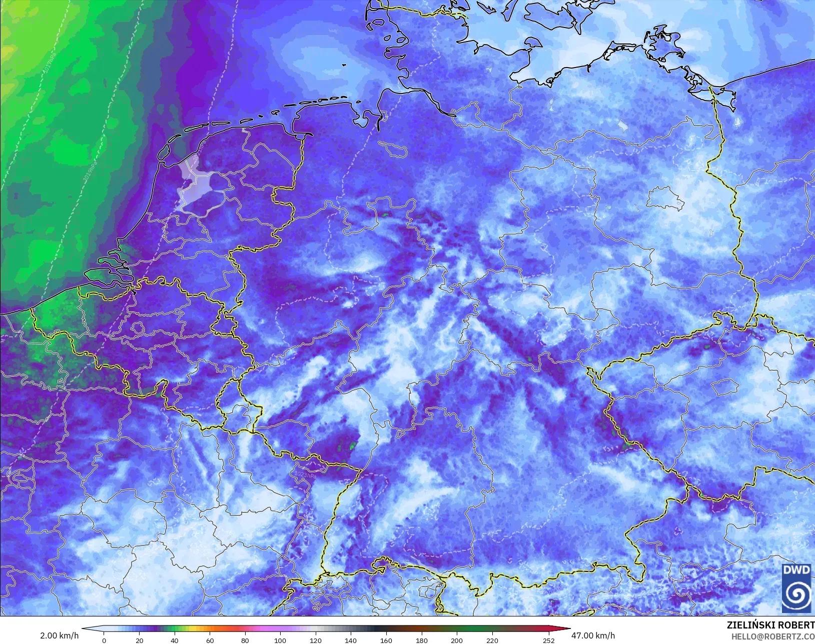 ICON Germany 2 km model - Germany, Wind Gusts Peak