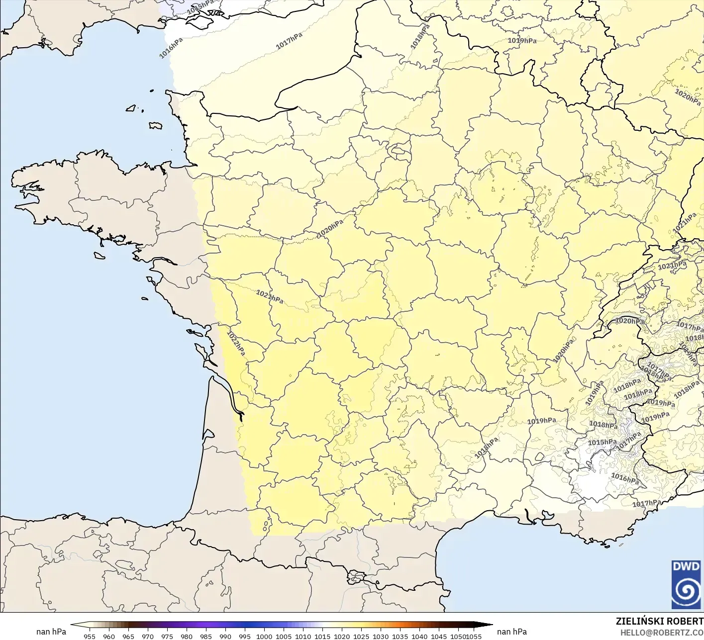 ICON Germany 2 km model - France, Pressure