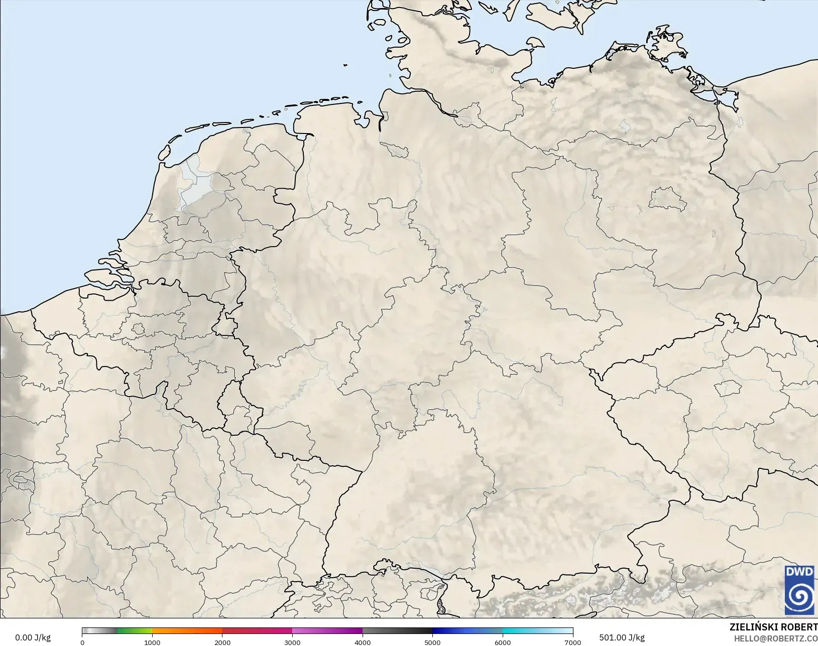 ICON Germany 2 km model - Germany, CAPE