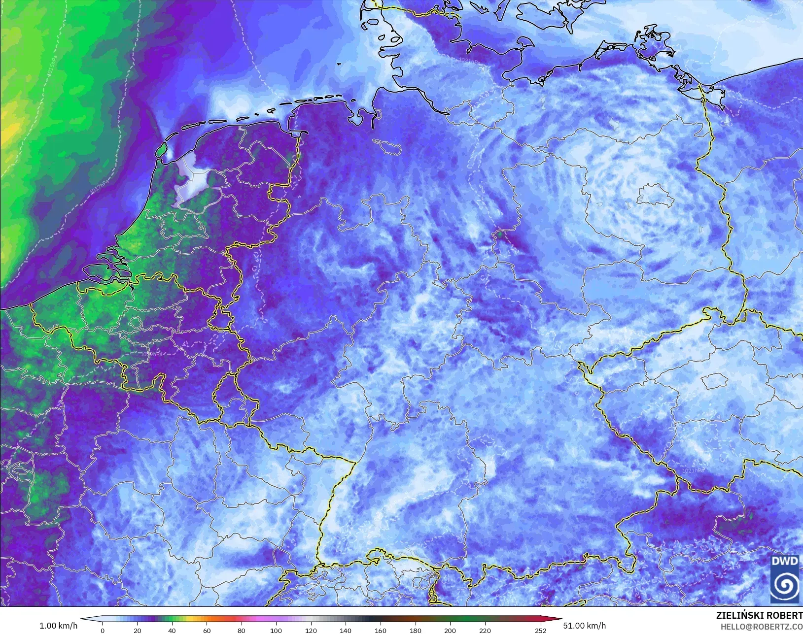 ICON Germany 2 km model - Germany, Wind Gusts
