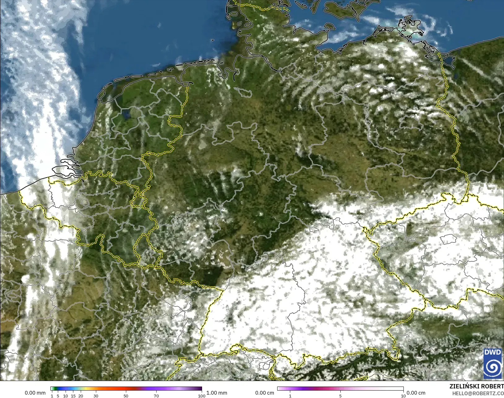 ICON ألمانيا 2 كم نموذج - ألمانيا, الهطول والغيوم والضغط