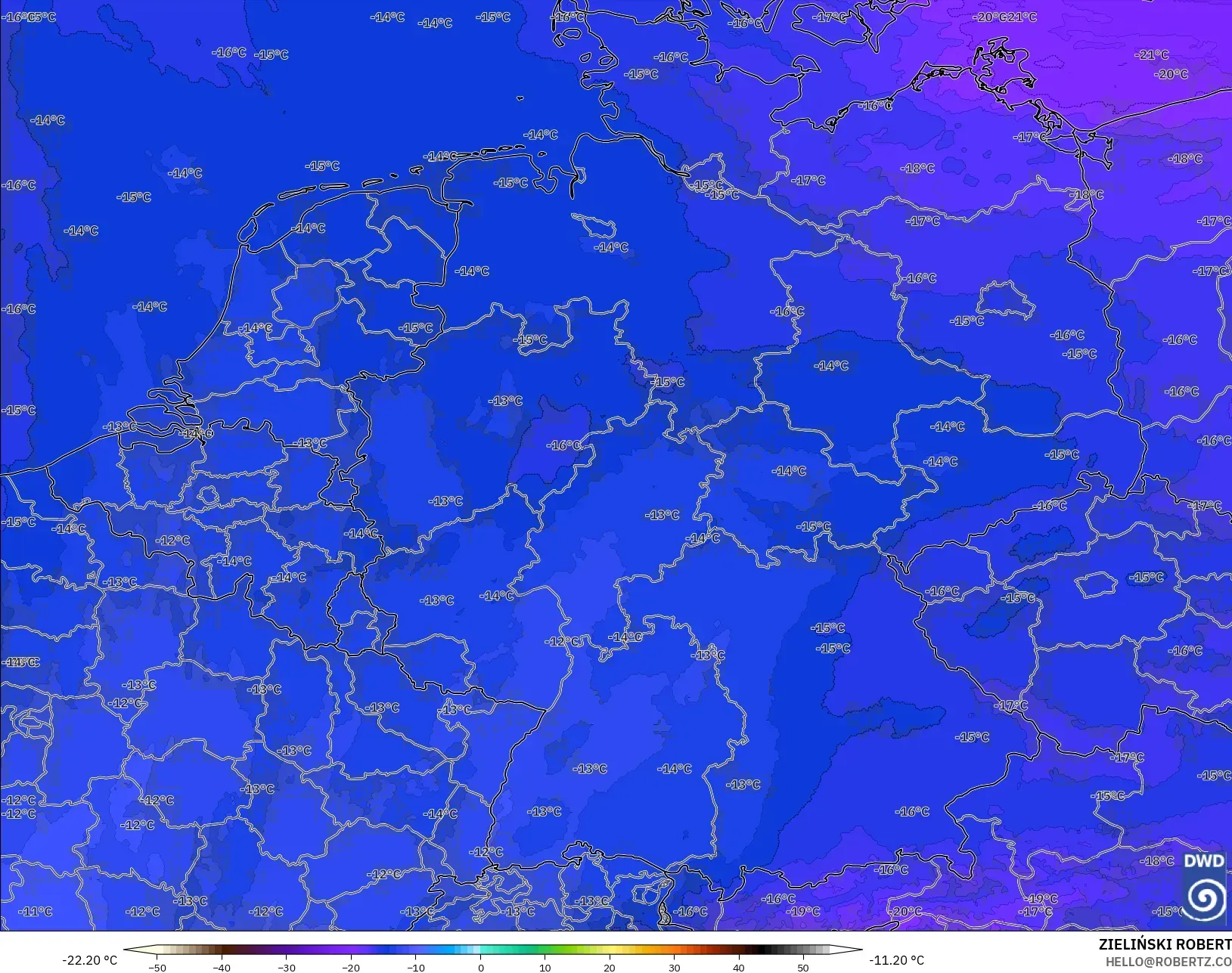 ICON Germany 2 km model - Germany, Temperature at 500hPa