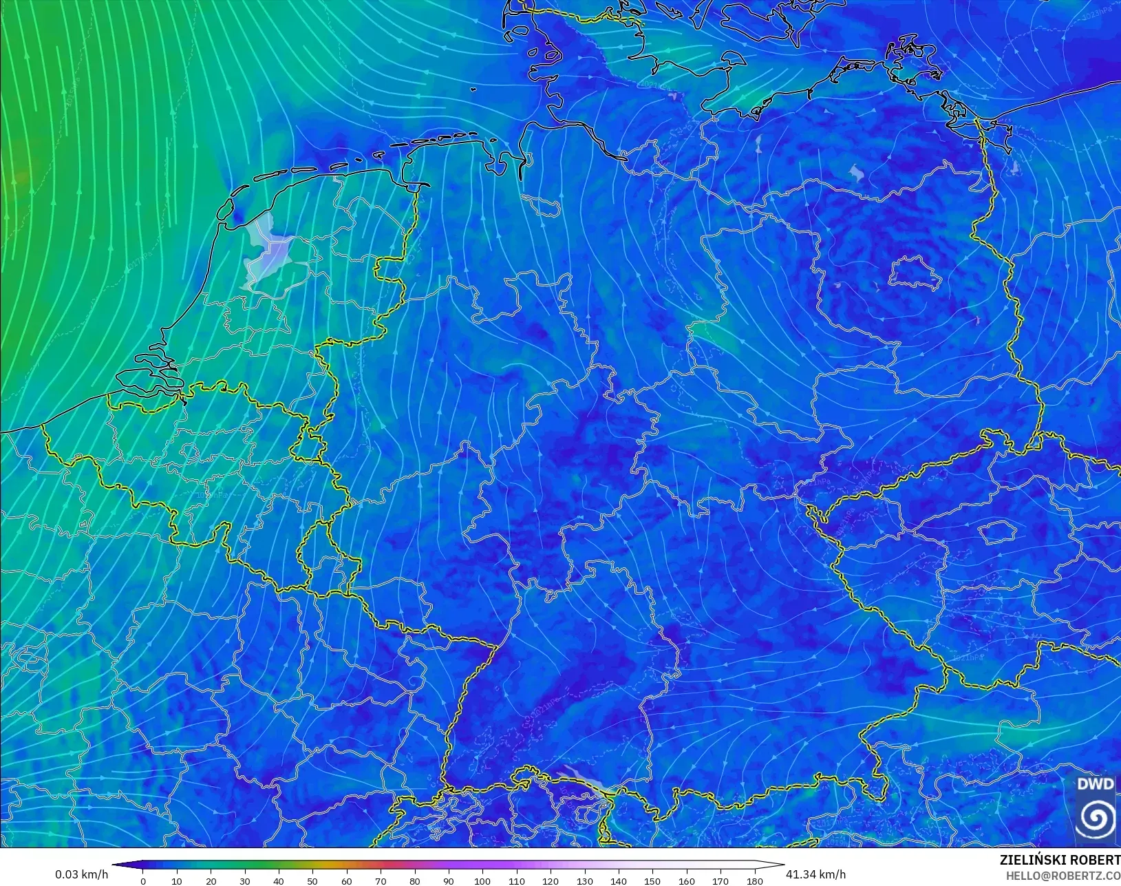 ICON Germany 2 km model - Germany, Wind at 10m