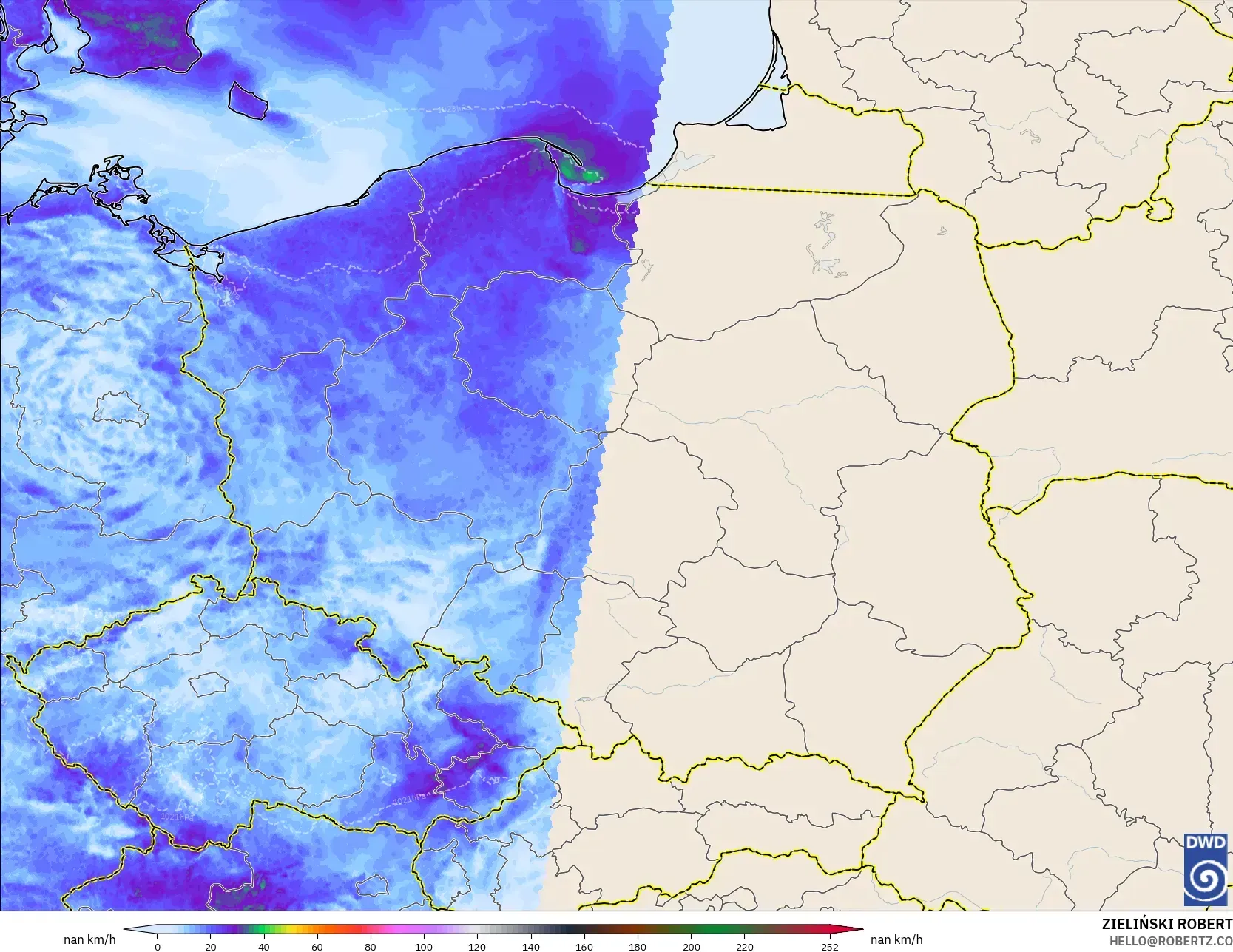 ICON Germany 2 km model - Poland, Wind Gusts
