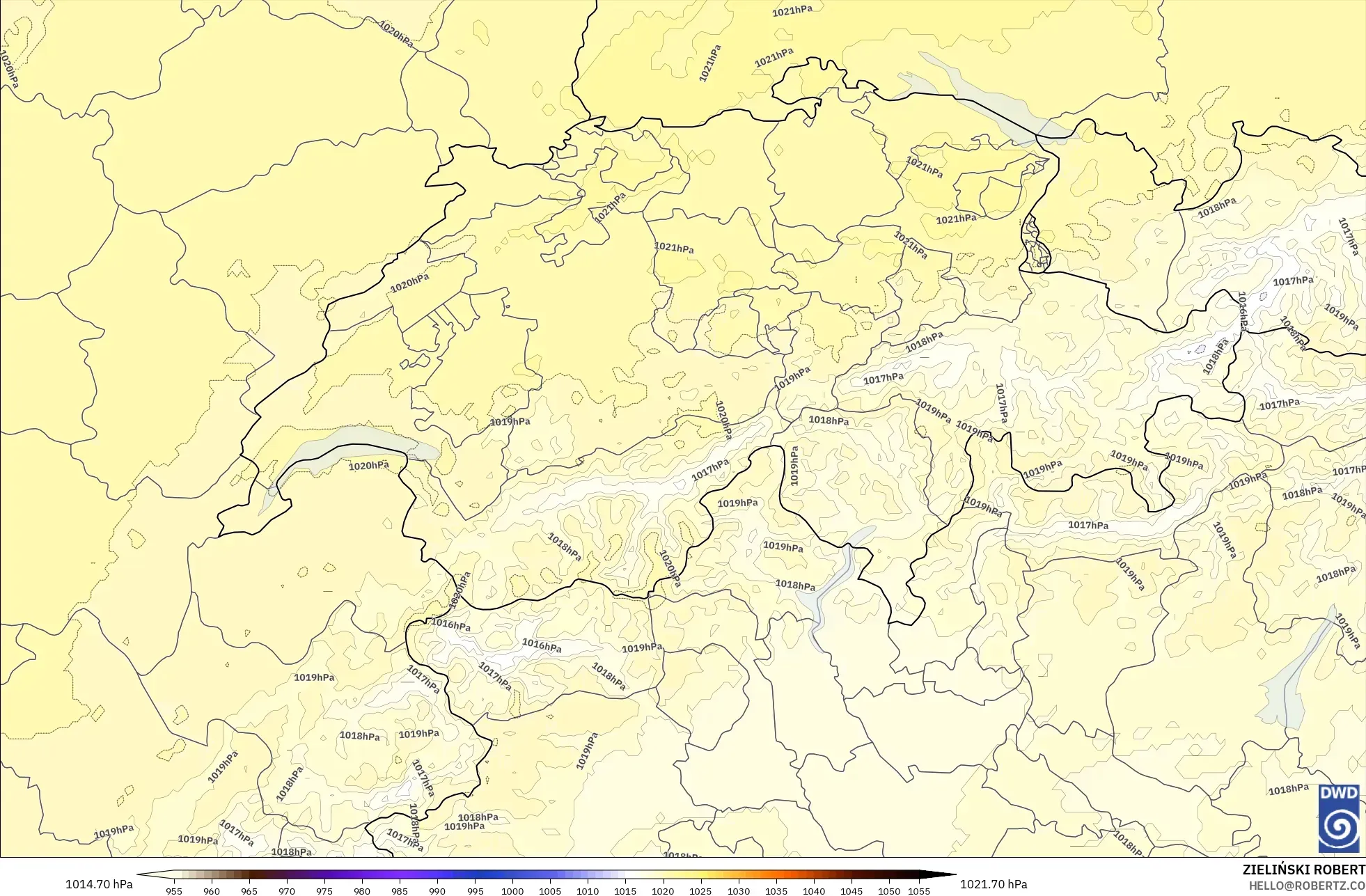 ICON Germany 2 km model - Switzerland, Pressure