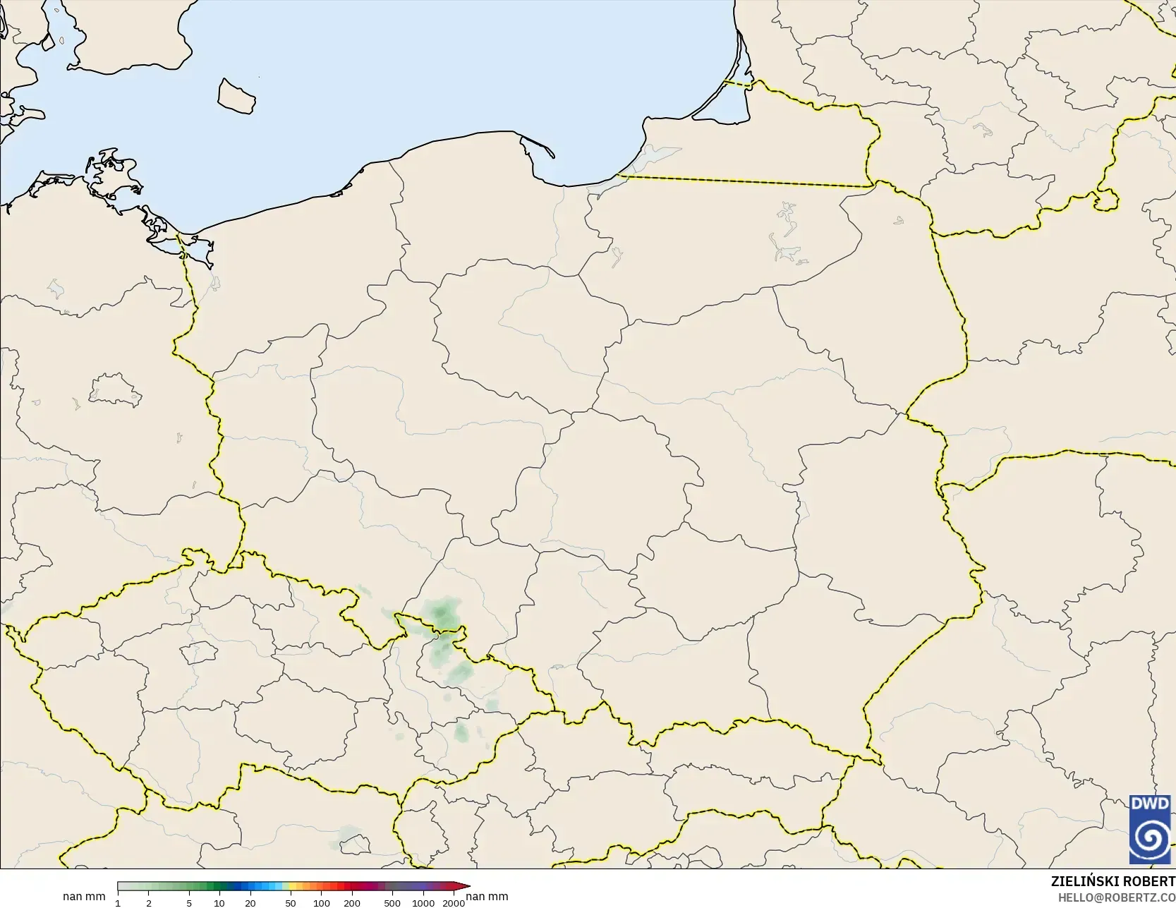 ICON Germany 2 km model - Poland, Precipitation Accumulation