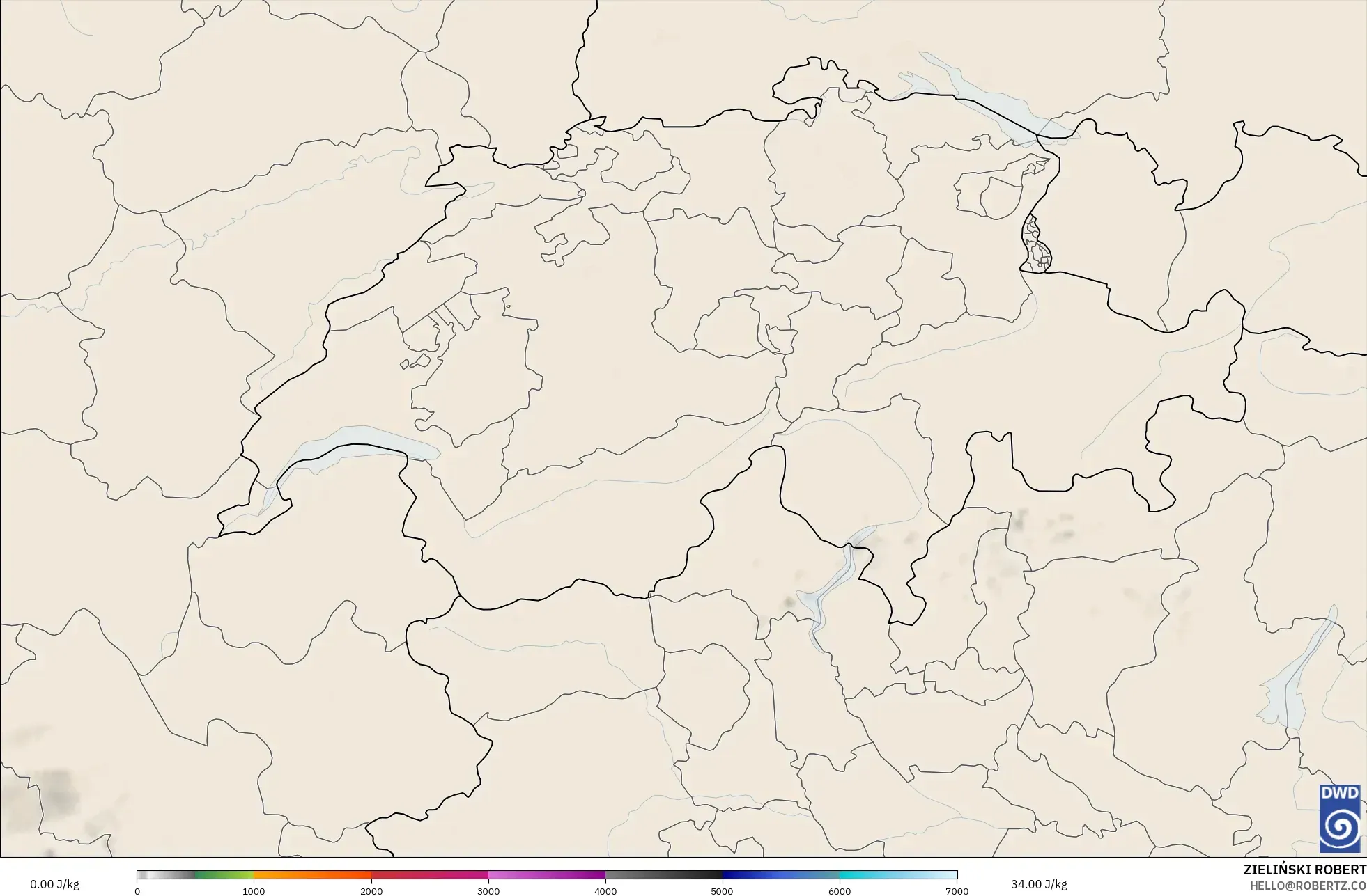 ICON Germany 2 km model - Switzerland, CAPE