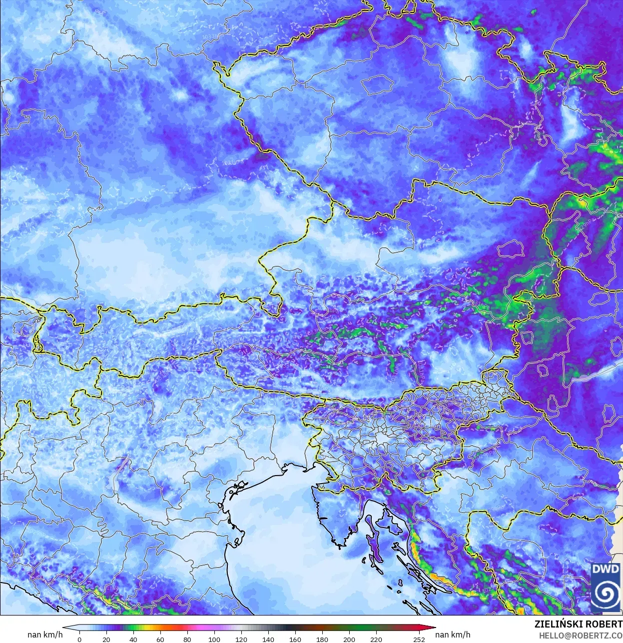 ICON Germany 2 km model - Austria, Wind Gusts