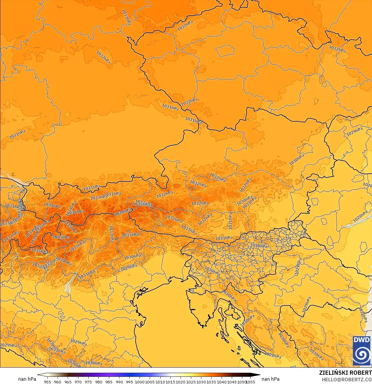 ICON Germany 2 km model - Austria, Pressure