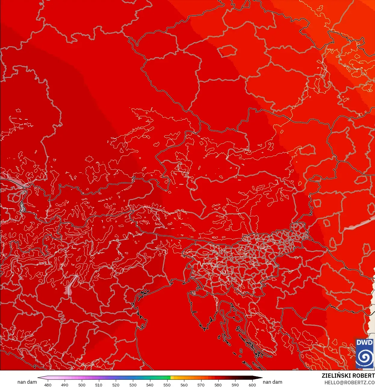 ICON Germany 2 km model - Austria, Geopotential height at 500hPa