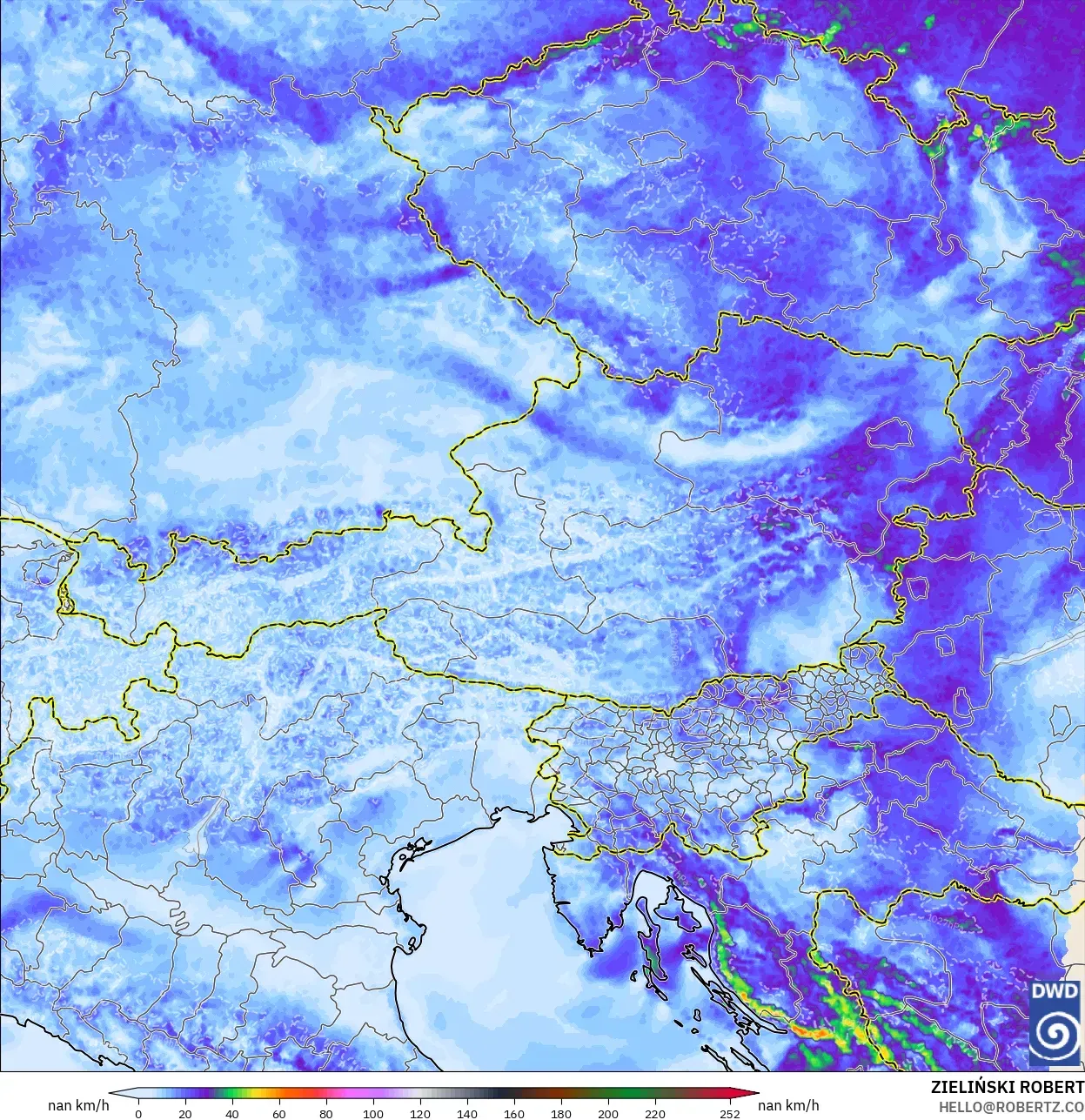 ICON Germany 2 km model - Austria, Wind Gusts