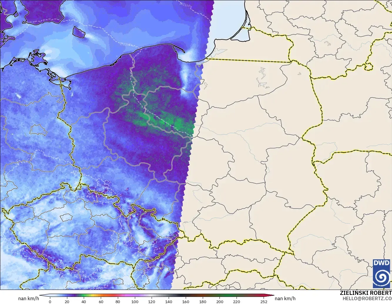 ICON Germany 2 km model - Poland, Wind Gusts