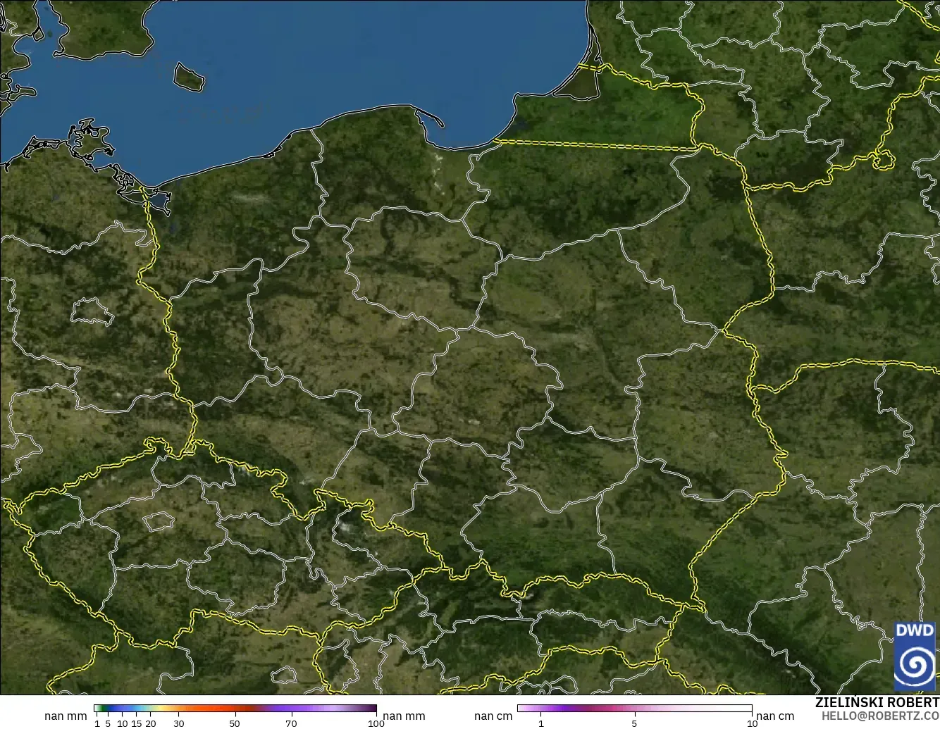 ICON Germany 2 km model - Poland, Precipitation, Clouds, and Pressure