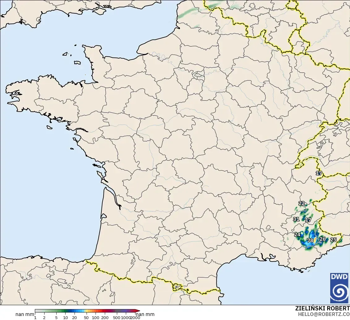 ICON Germany 2 km model - France, Precipitation Accumulation