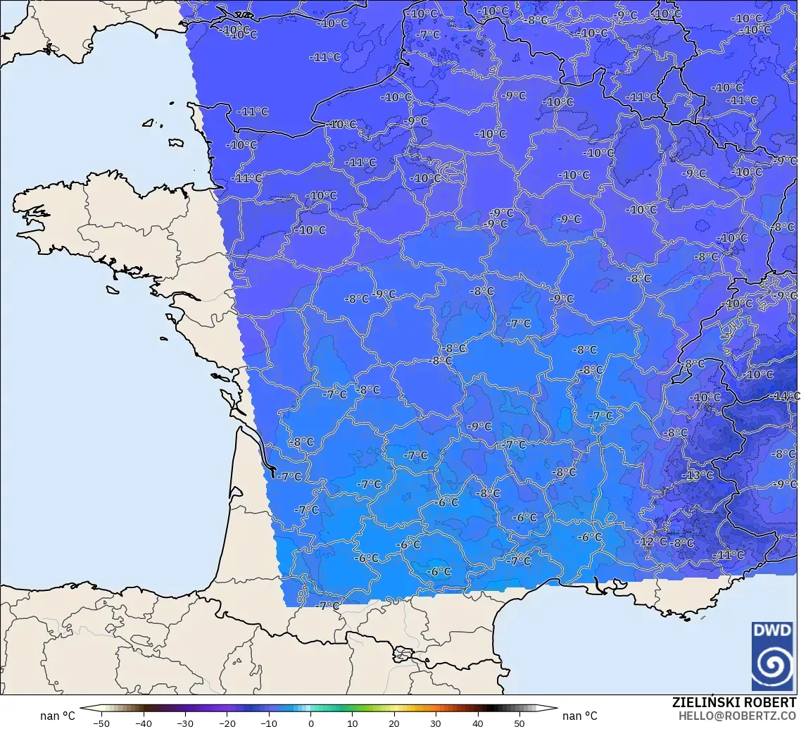 ICON Germany 2 km model - France, Temperature at 500hPa