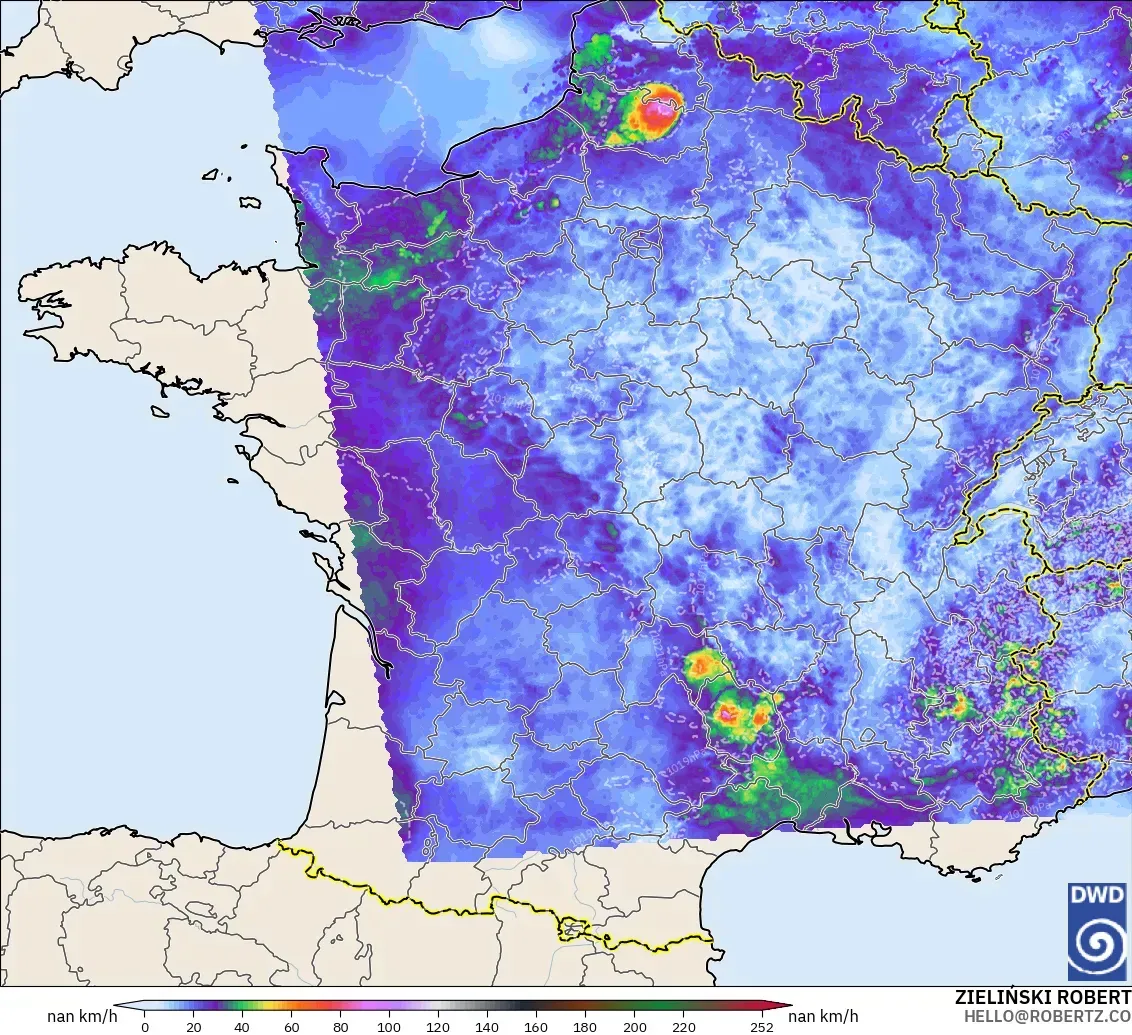 ICON Germany 2 km model - France, Wind Gusts