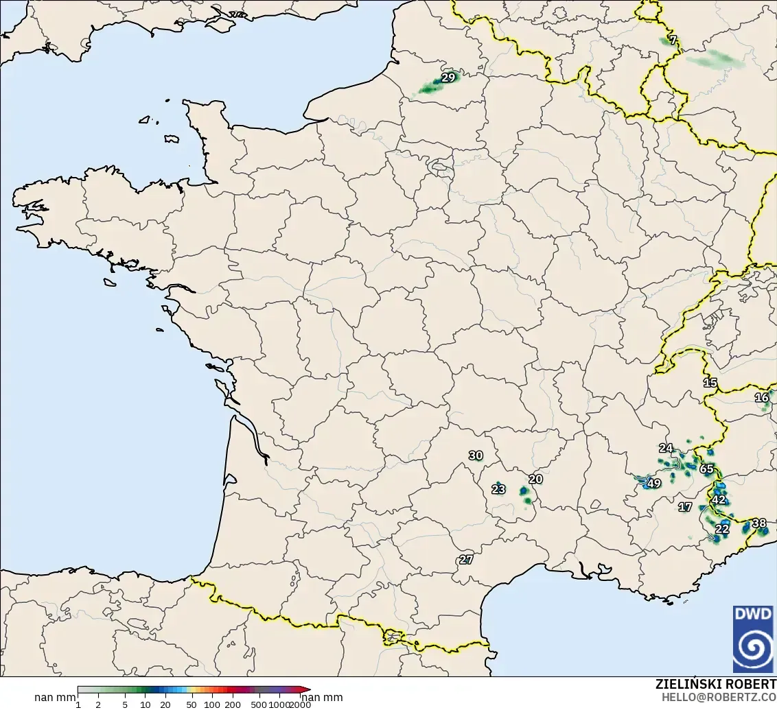 ICON Germany 2 km model - France, Precipitation Accumulation