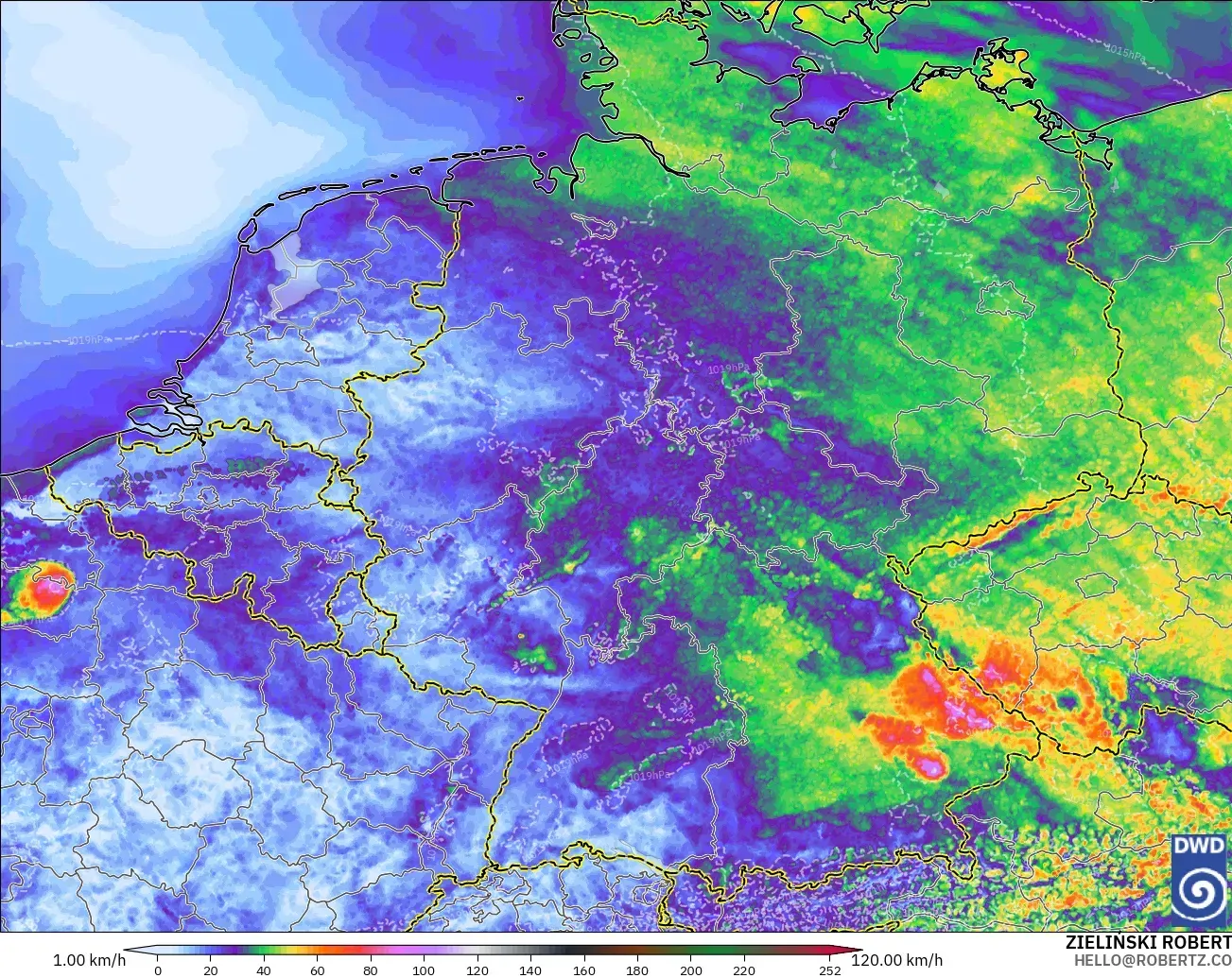 ICON Germany 2 km model - Germany, Wind Gusts