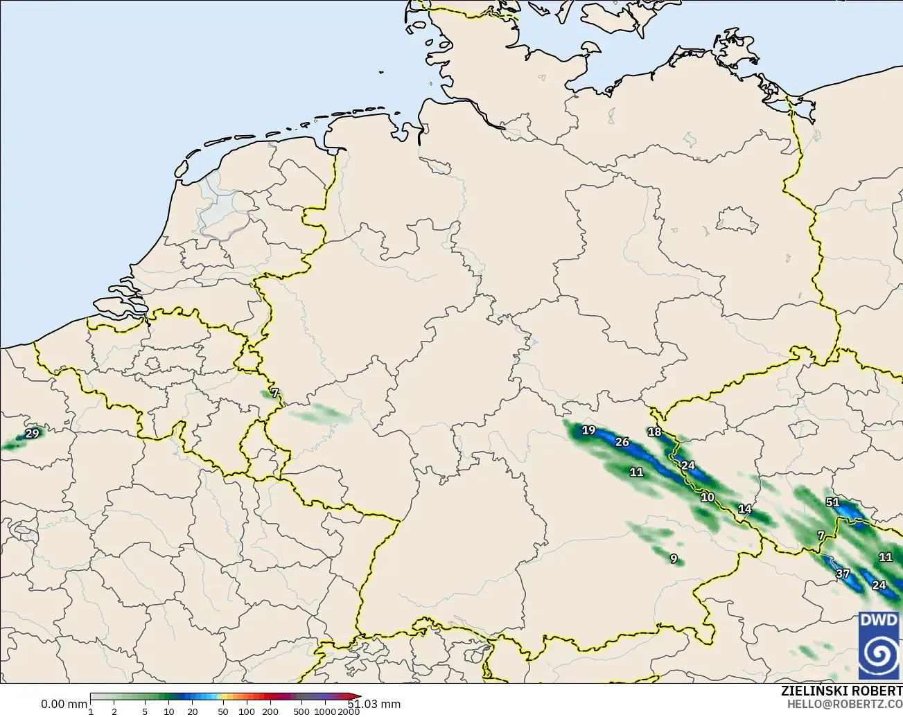 ICON Germany 2 km model - Germany, Precipitation Accumulation