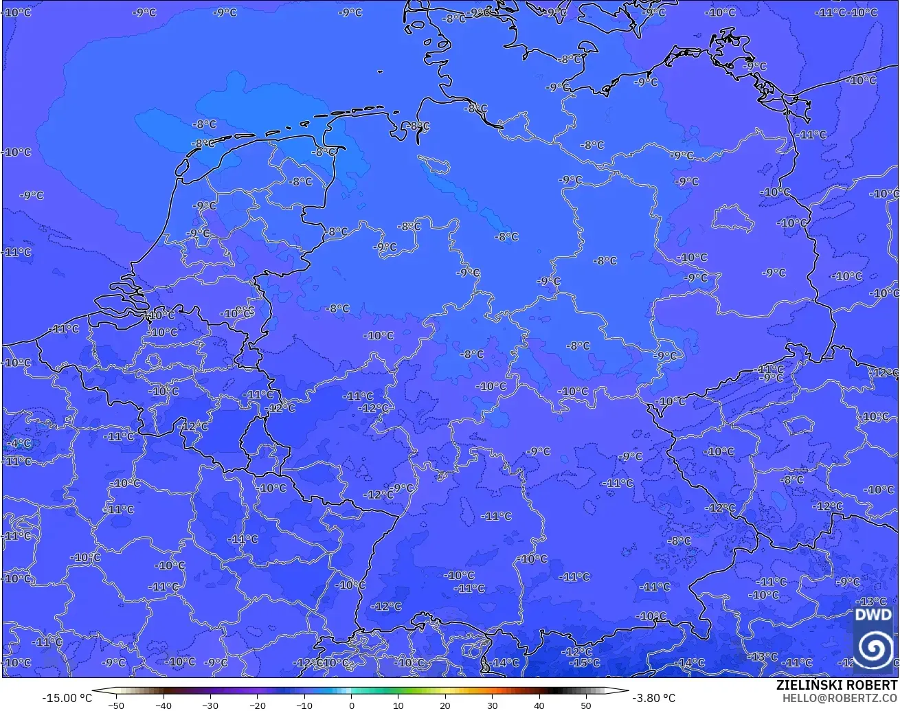 ICON Germany 2 km model - Germany, Temperature at 500hPa