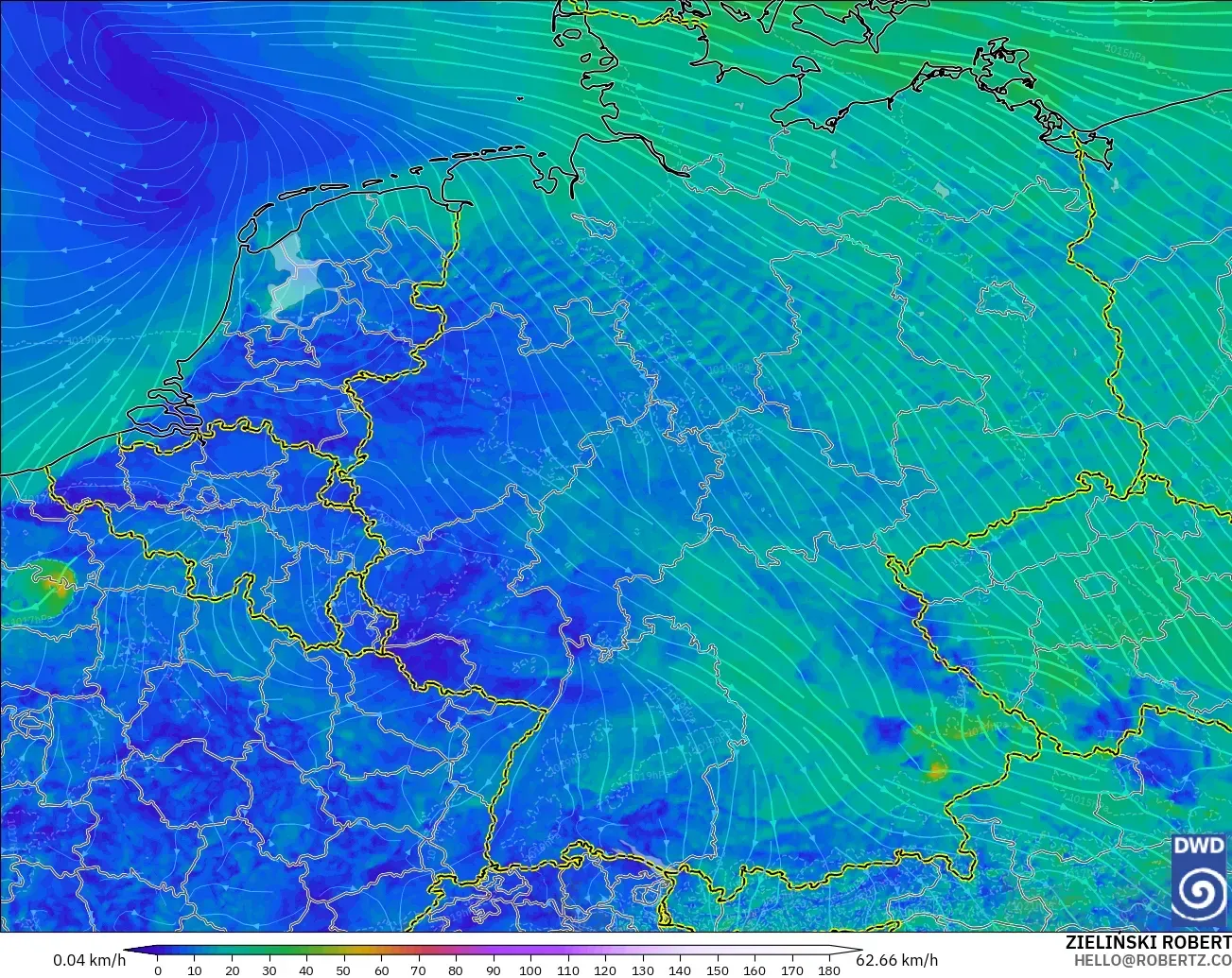 ICON Germany 2 km model - Germany, Wind at 10m