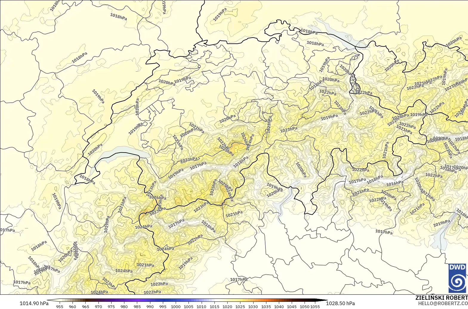 ICON Germany 2 km model - Switzerland, Pressure