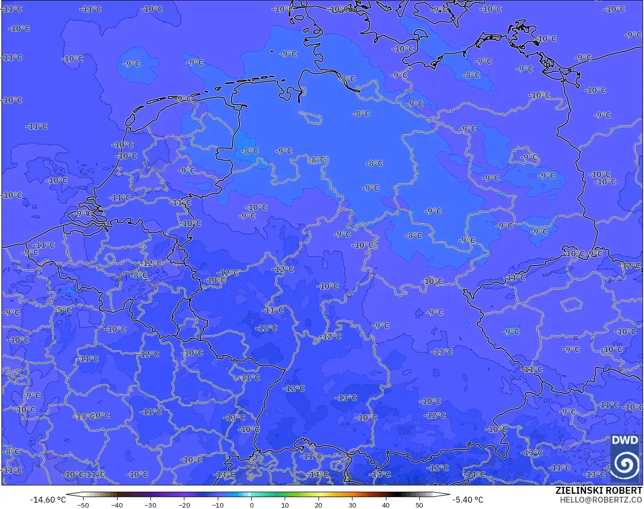 ICON Germany 2 km model - Germany, Temperature at 500hPa