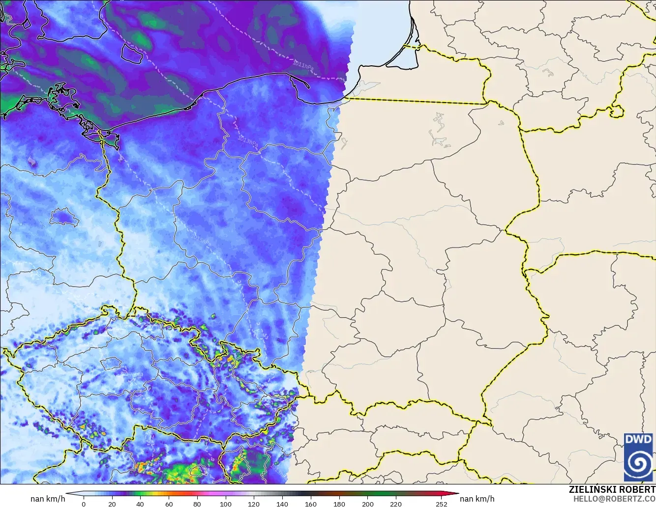 ICON Germany 2 km model - Poland, Wind Gusts