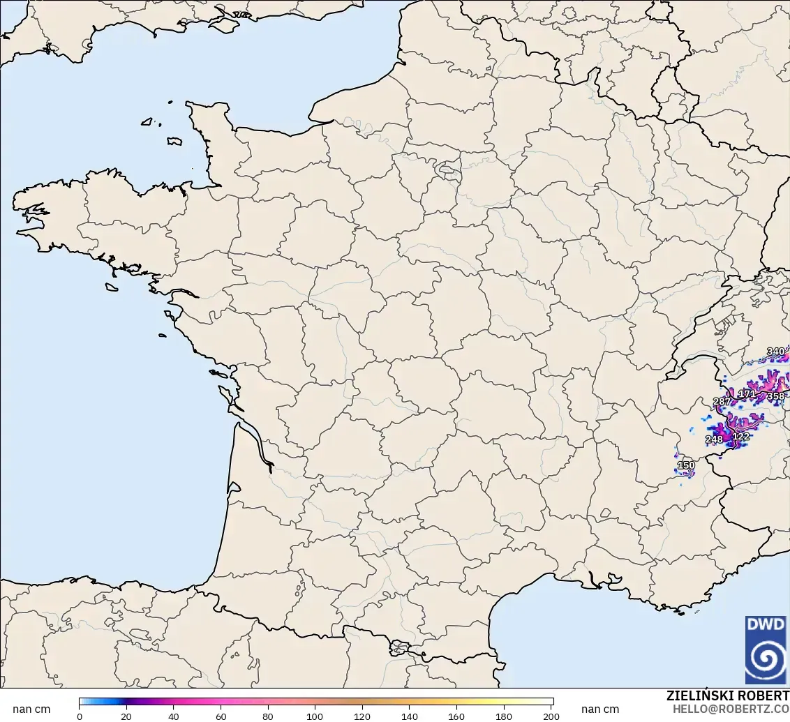 ICON Germany 2 km model - France, Snow Depth