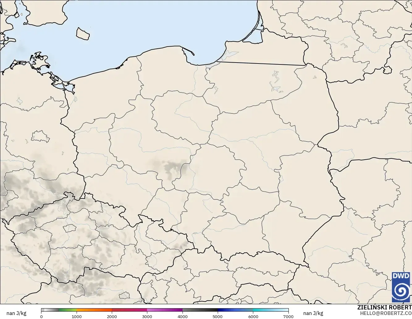 ICON Germany 2 km model - Poland, CAPE